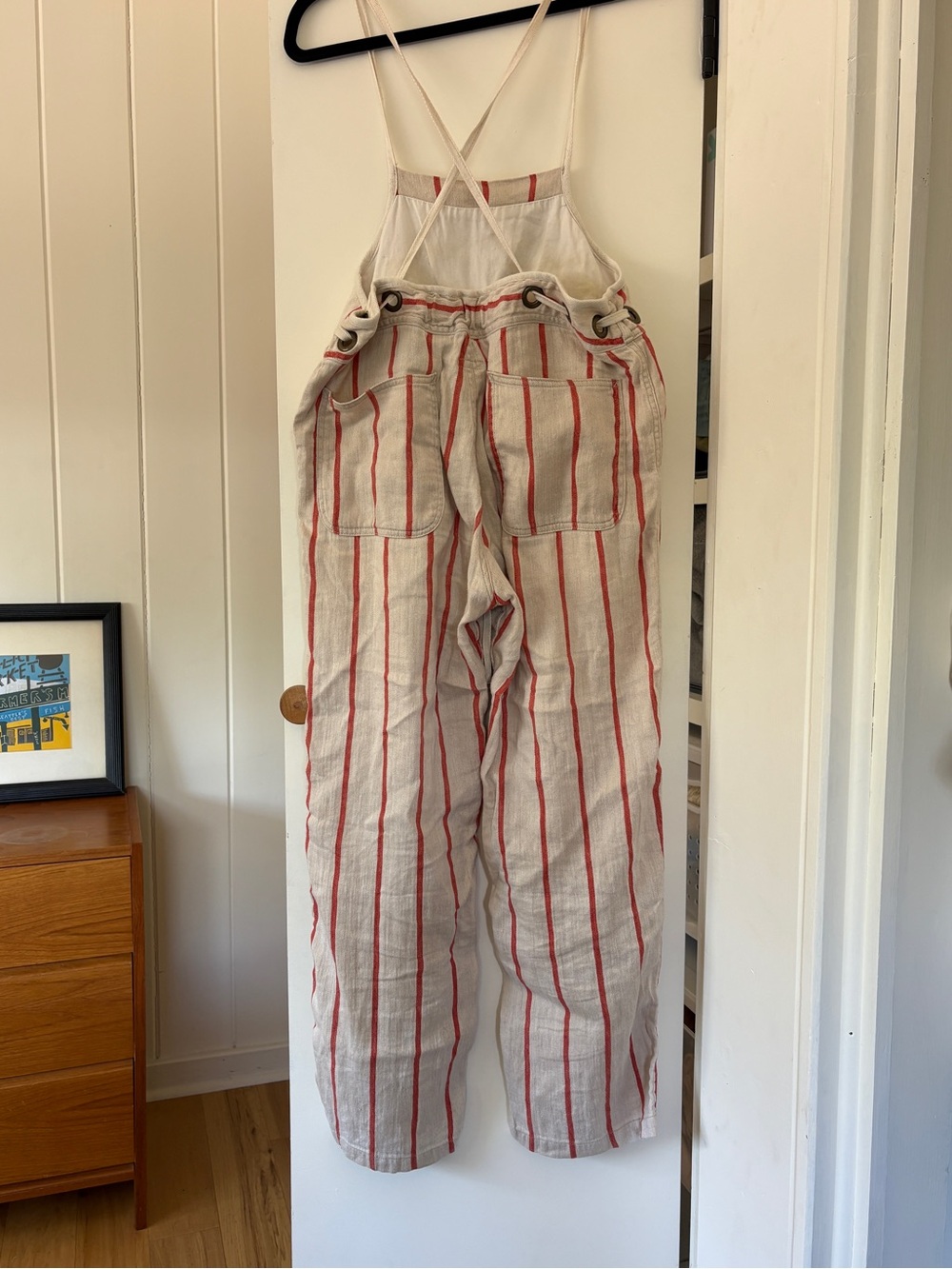 Kapital Cream and Red Striped Linen Jumpsuit - Picture 2 of 4